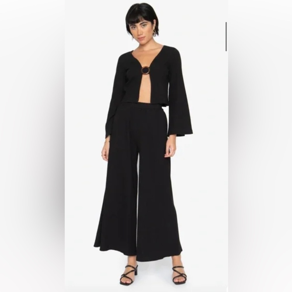 Callahan Black Zuri Knit Pants, Wide Leg